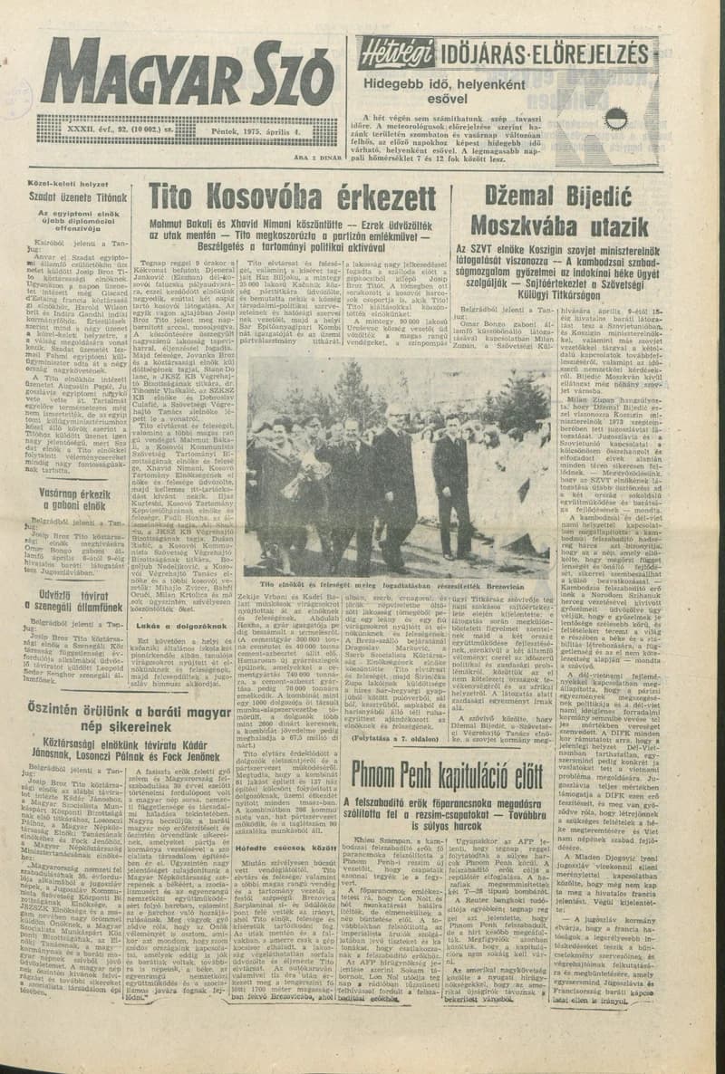 Magyar Szó, 32. évf. 1975. április 4. 92. sz.