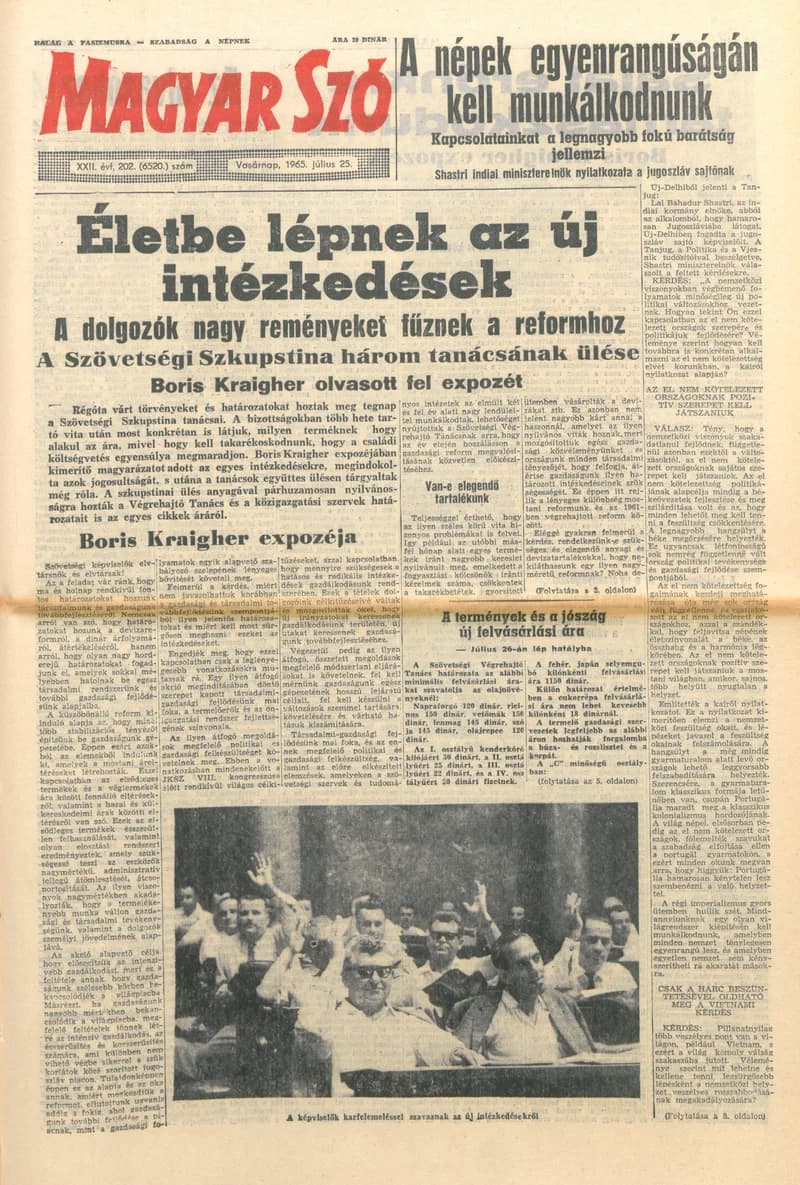 Magyar Szó, 22. évf. 1965. július 25. 202. sz. 1–24. oldal