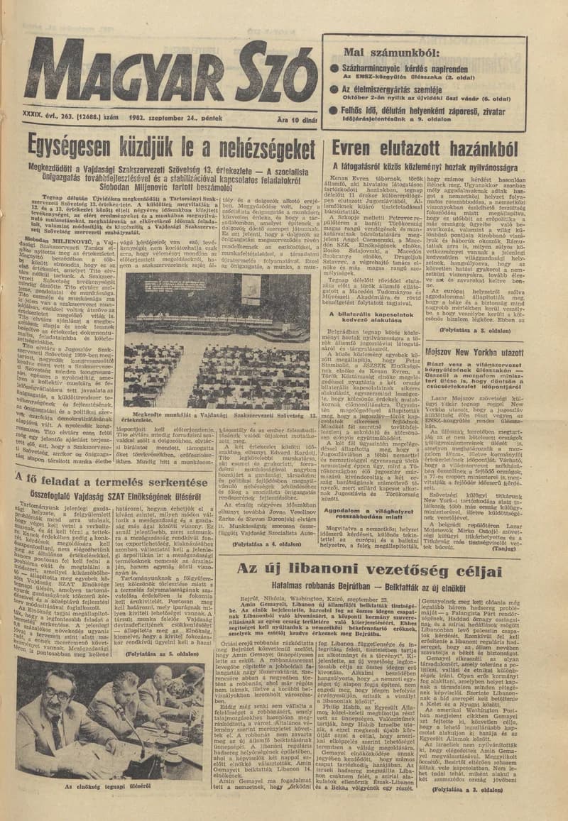 Magyar Szó, 39. évf. 1982. szeptember 24. 263. sz. 1–20. oldal