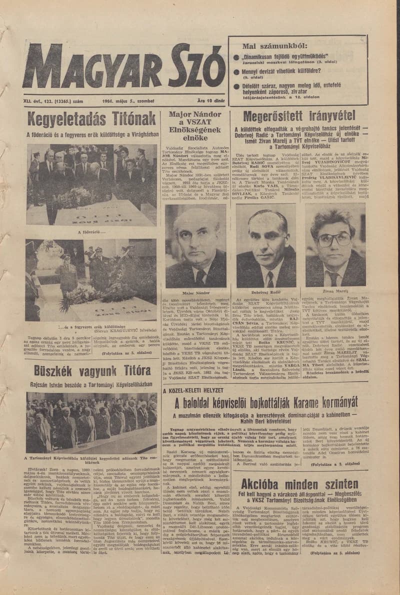 Magyar Szó, 41. évf. 1984. május 5. 122. sz. 1–24. oldal