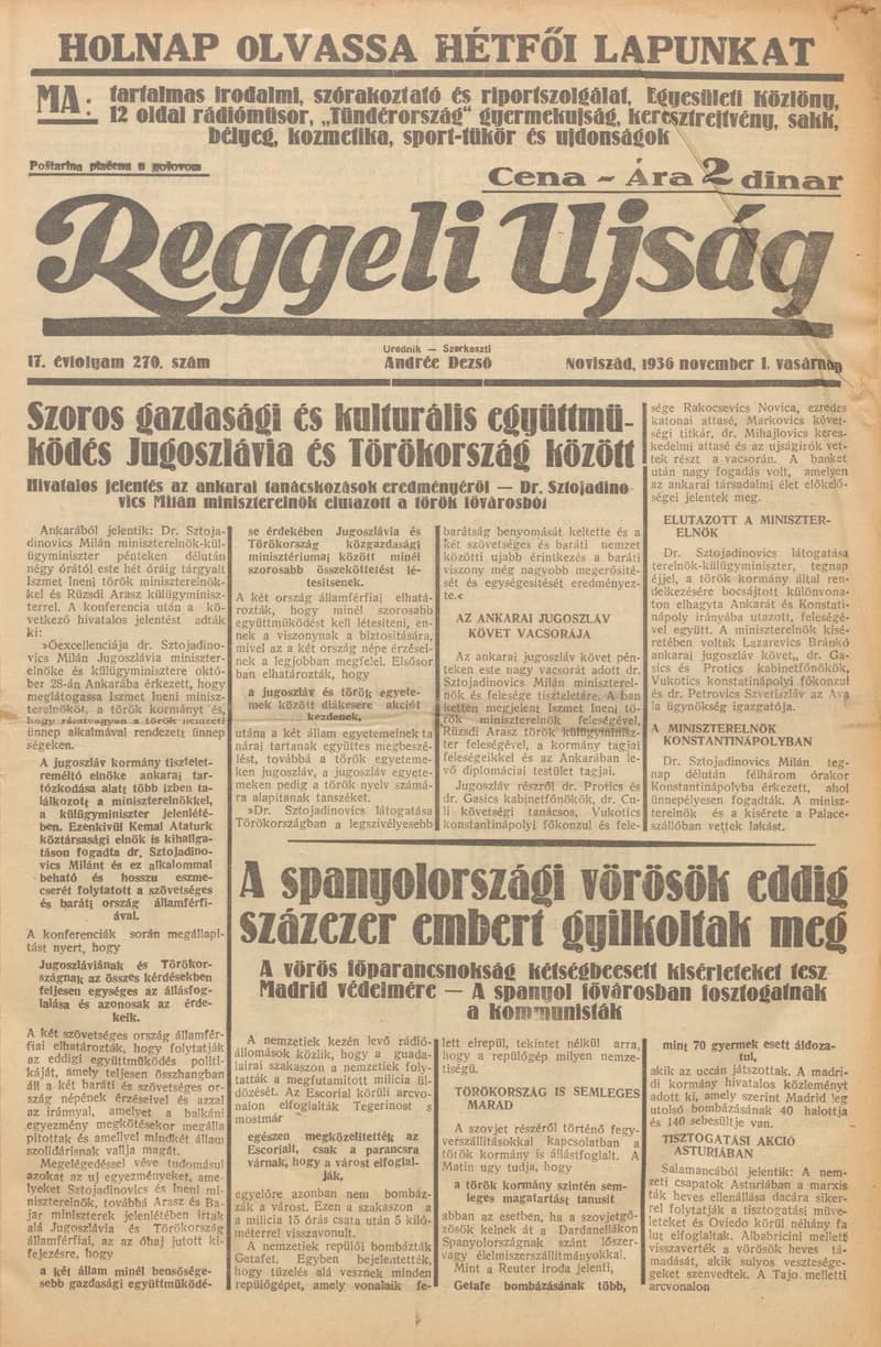 Reggeli Újság, 17. évf. 1936. november 1. 240. sz.