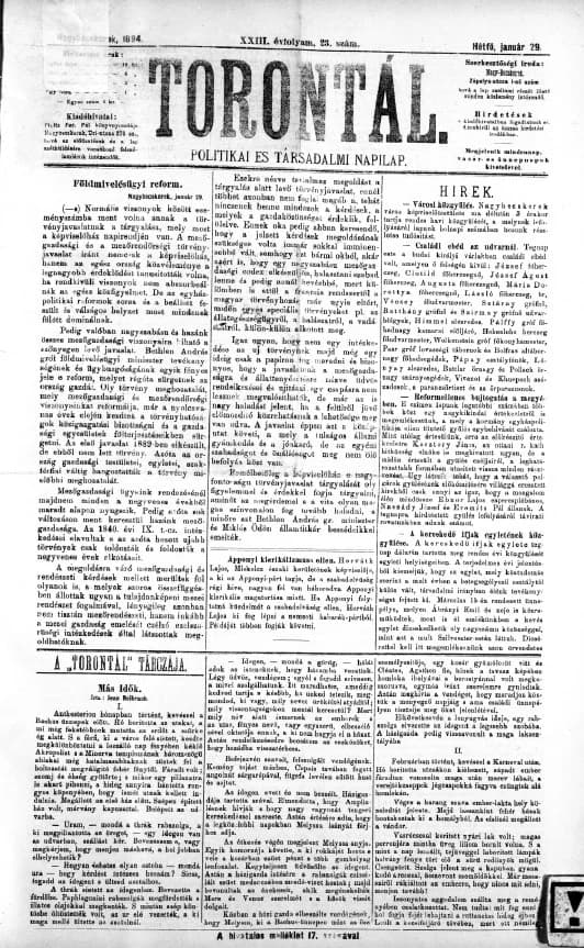 Torontál, 23. évf. 1894. január 29. 23. sz.