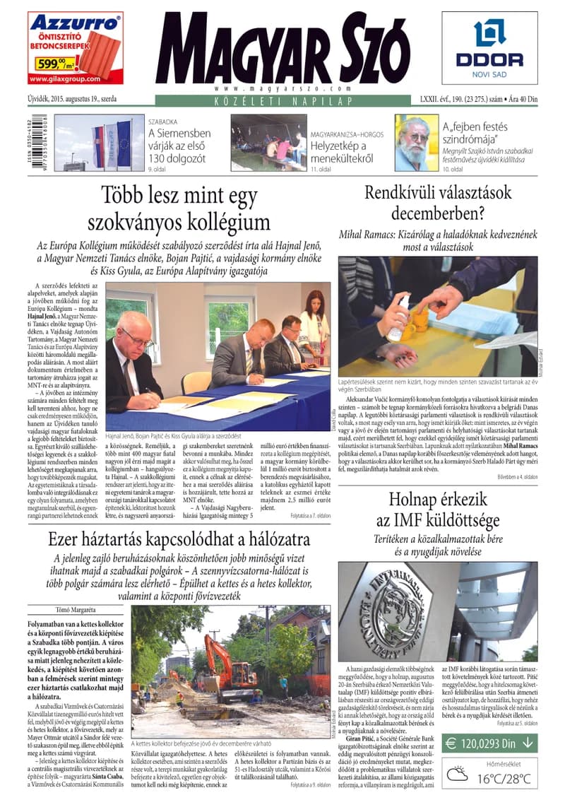 Magyar Szó, 72. évf. 2015. augusztus 19. 190. sz. 1–16. oldal