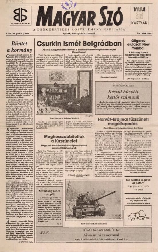 Magyar Szó, 50. évf. 1993. április 8. 95. sz. 1–16. oldal
