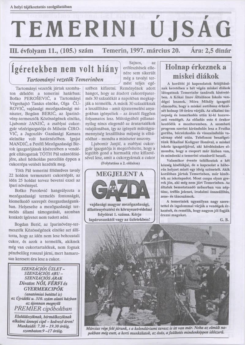 Temerini Újság, 3. évf. 1997. március 20. 11. sz.
