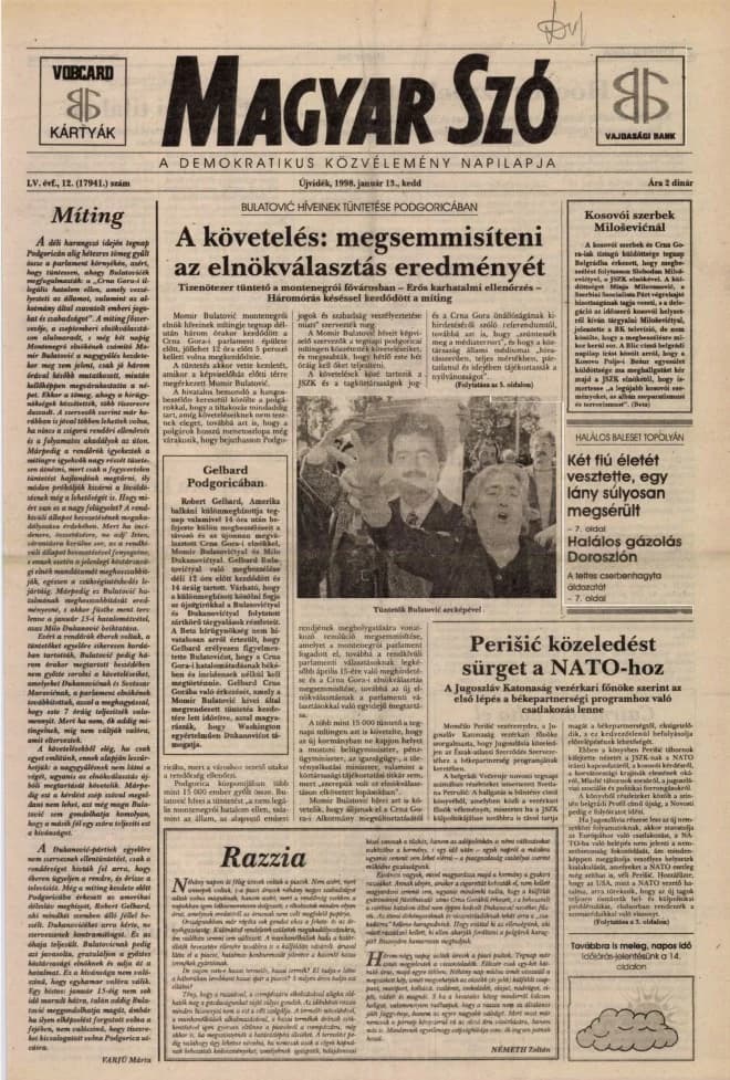 Magyar Szó, 55. évf. 1998. január 13. 12. sz. 1–16. oldal