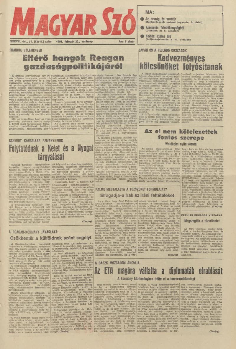 Magyar Szó, 38. évf. 1981. február 22. 51. sz.