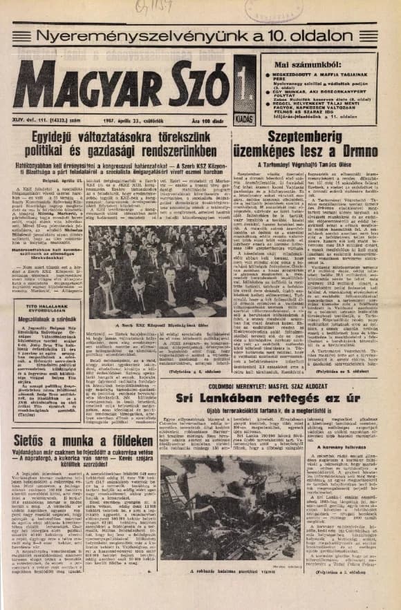 Magyar Szó, 44. évf. 1987. április 23. 111. sz. 1–20. oldal