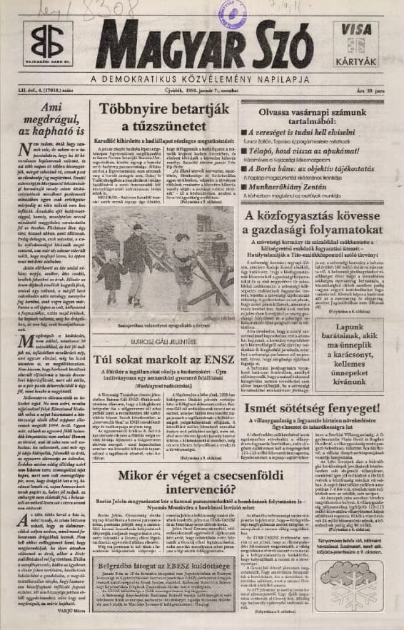 Magyar Szó, 52. évf. 1995. január 7. 4. sz. 1–16. oldal