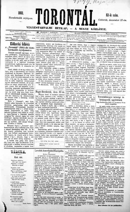 Torontál, 12. évf. 1883. december 27. 52. sz.