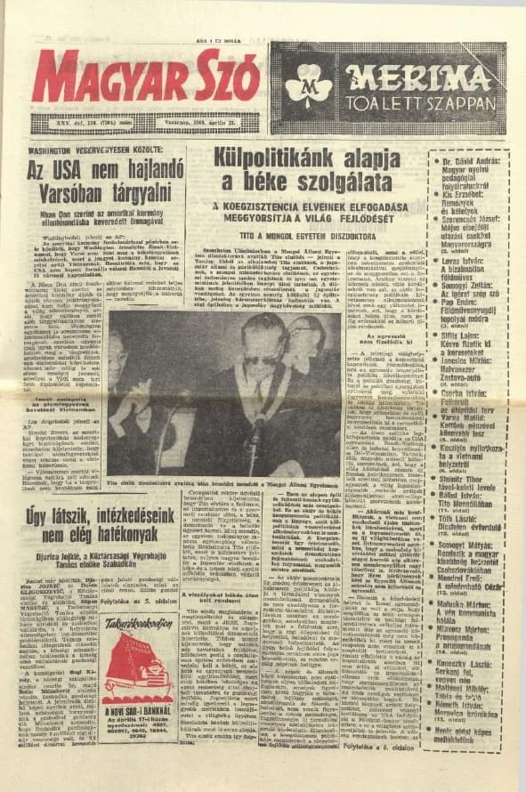 Magyar Szó, 25. évf. 1968. április 21. 110. sz. 1–32. oldal