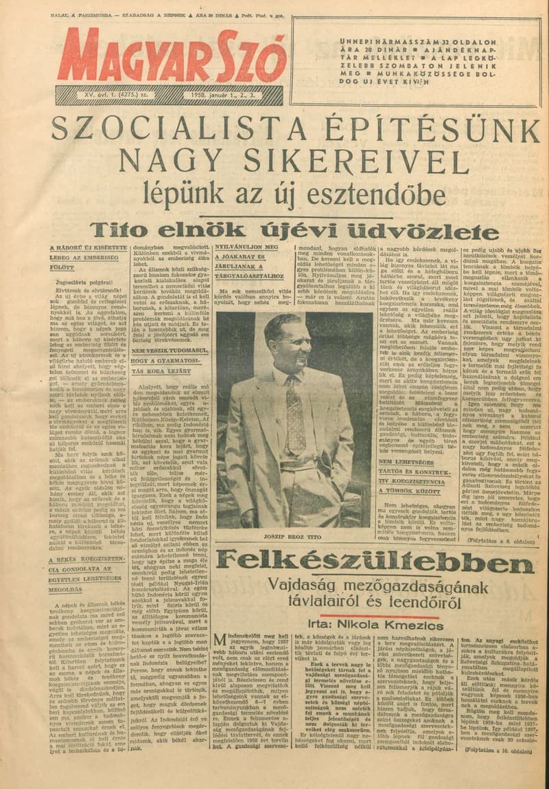 Magyar Szó, 15. évf. 1958. január 1. – 3. 1. sz. 1–32. oldal