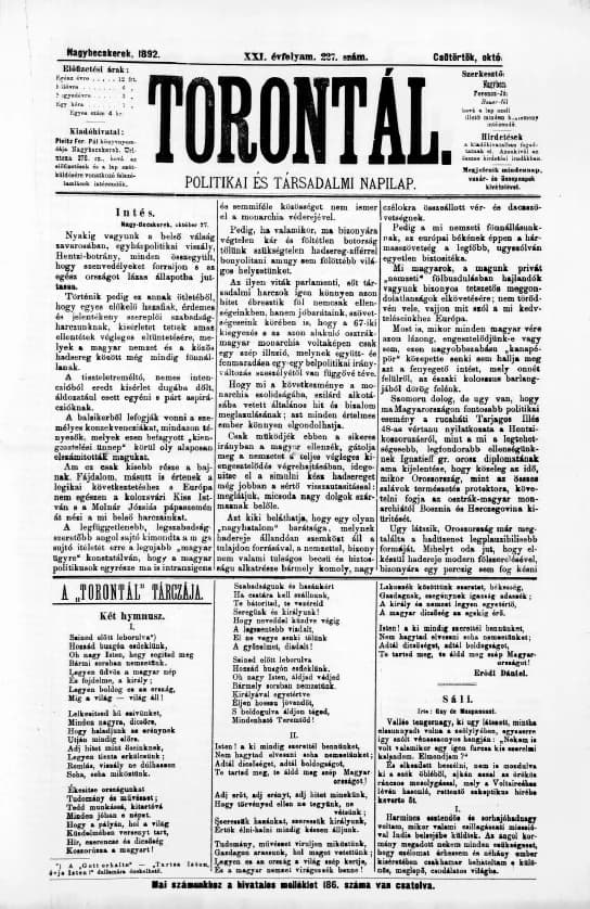 Torontál, 21. évf. 1892. október 27. 227. sz.