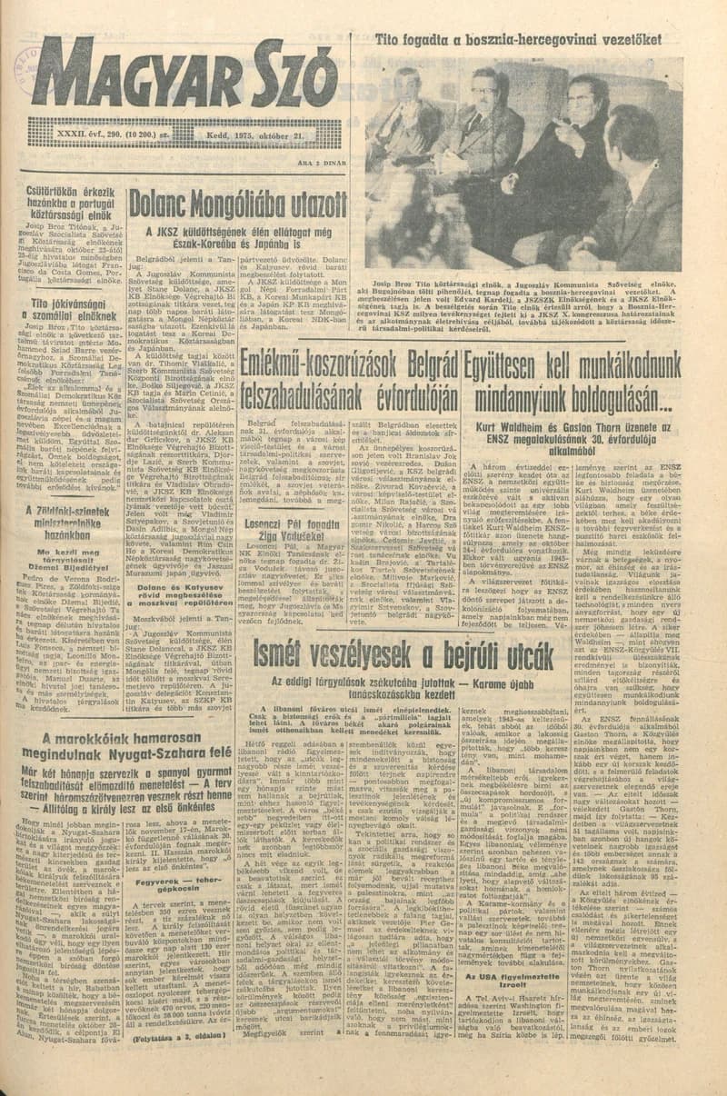Magyar Szó, 32. évf. 1975. október 21. 290. sz.