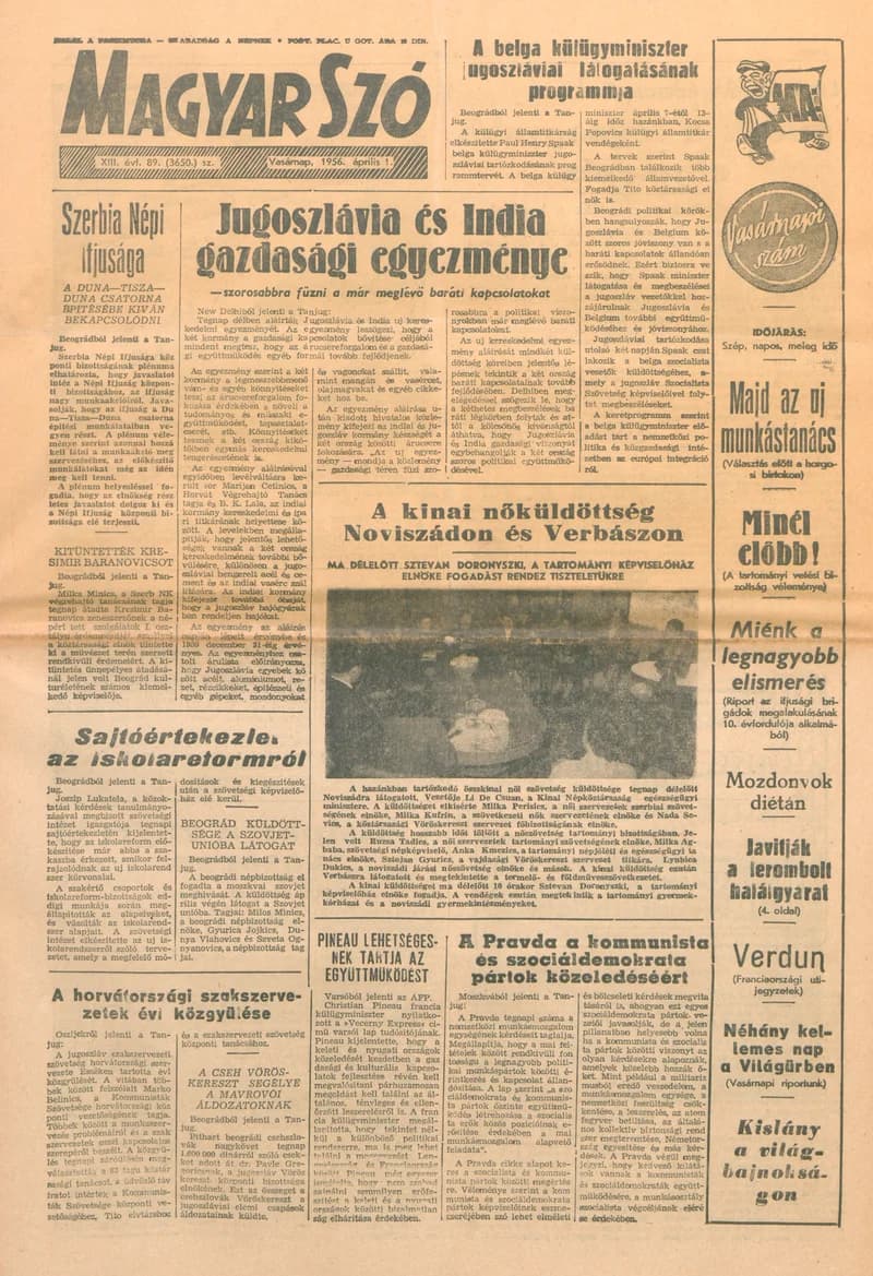 Magyar Szó, 13. évf. 1956. április 1. 89. sz. 1–20. oldal