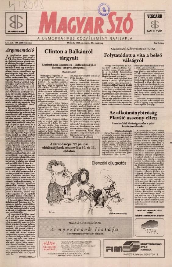 Magyar Szó, 54. évf. 1997. augusztus 17. 193. sz. 1–24. oldal