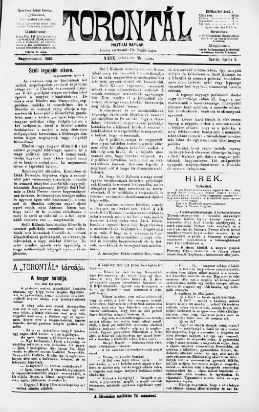 Torontál, 29. évf. 1900. április 4. 78. sz.