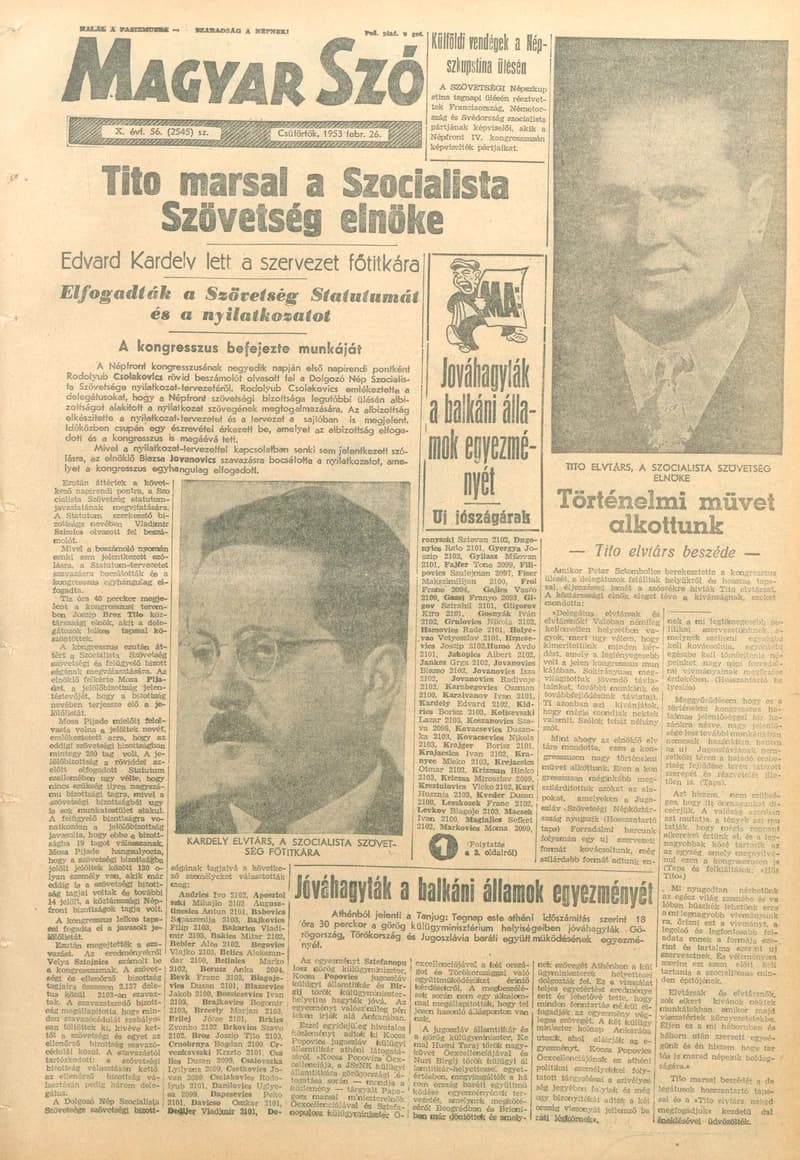 Magyar Szó, 10. évf. 1953. február 26. 56. sz. 1–10. oldal