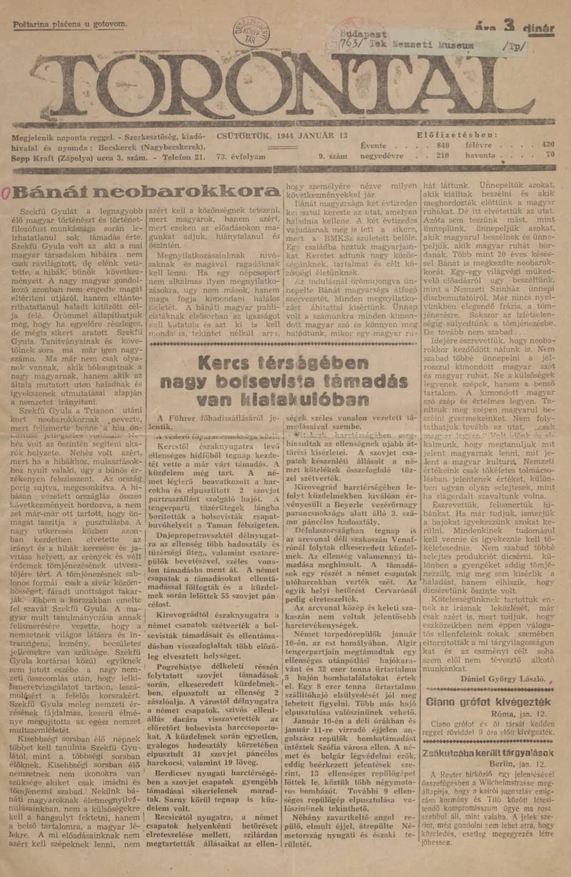 Torontál, 73. évf. 1944. január 13. 9. sz.