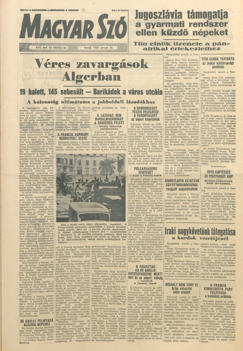 Magyar Szó, 17. évf. 1960. január 26. 20. sz. 1–22. oldal