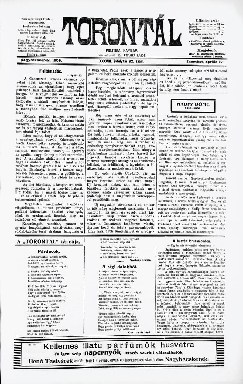Torontál, 38. évf. 1909. április 10. 82. sz.