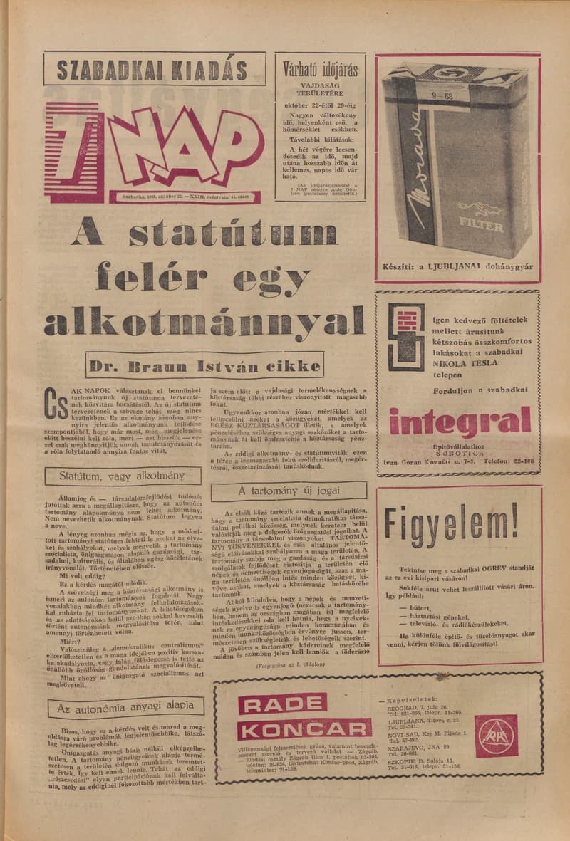 7 Nap, 23. évf. 1968. október 25. 44. sz. 1–16. oldal