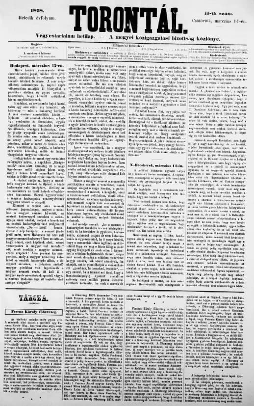 Torontál, 7. évf. 1878. március 14. 11. sz.