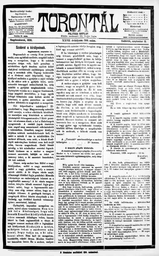 Torontál, 27. évf. 1898. szeptember 15. 209. sz.