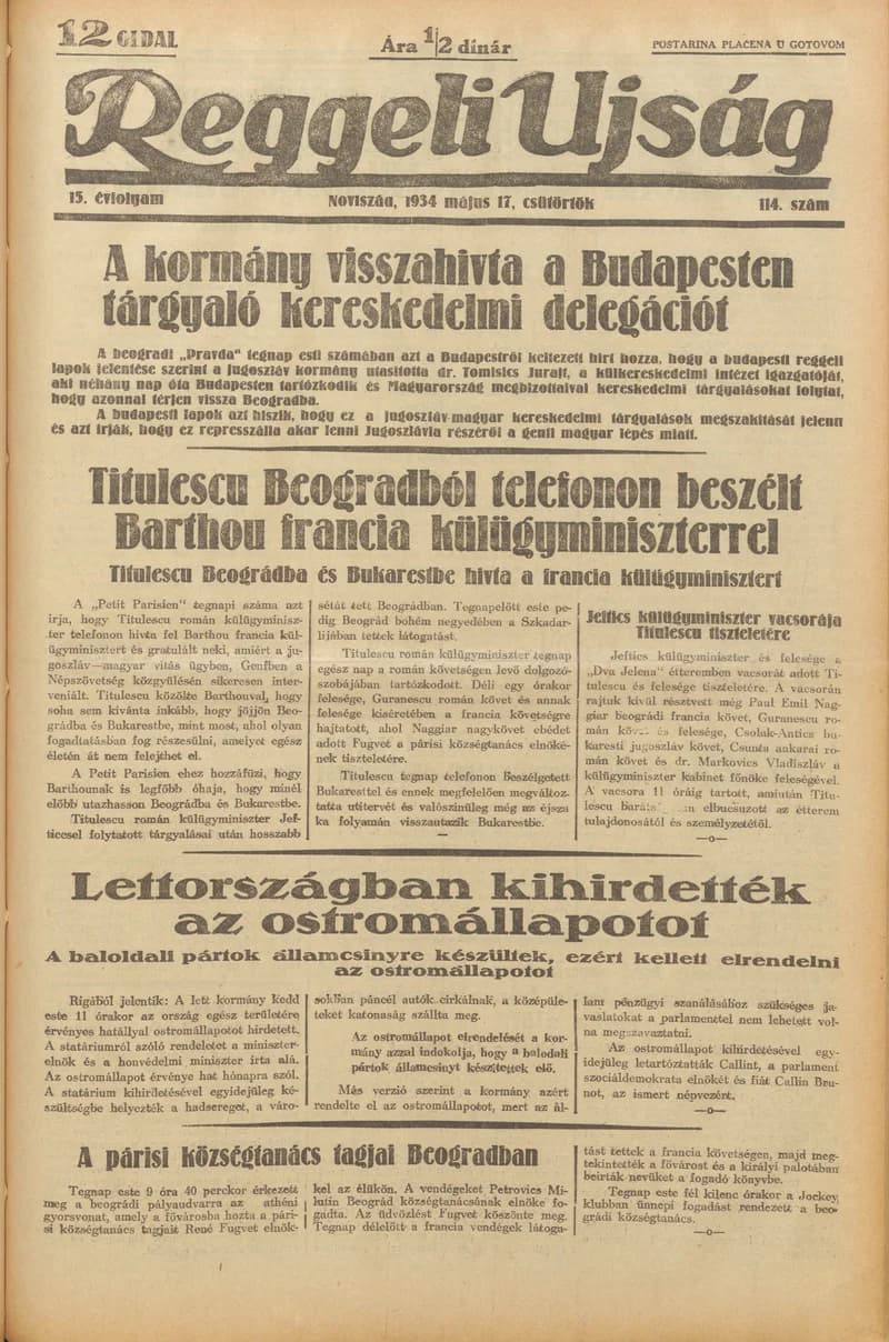Reggeli Újság, 15. évf. 1934. május 17. 114. sz.