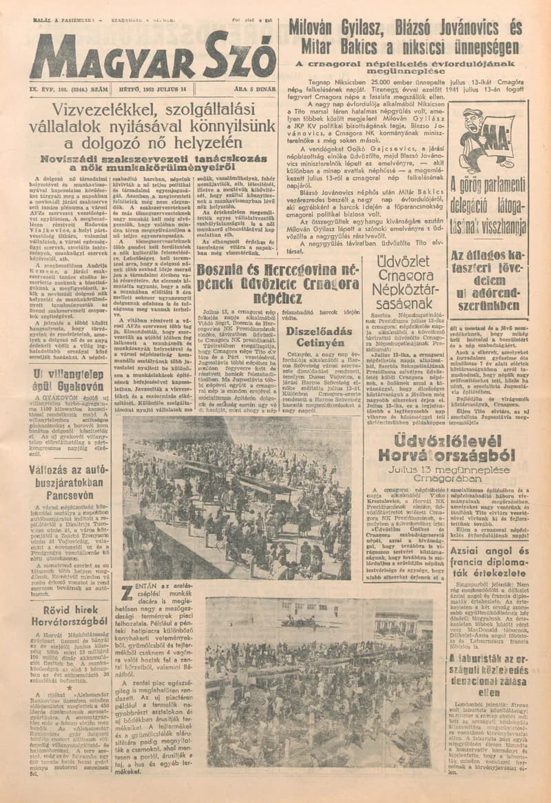 Magyar Szó, 9. évf. 1952. július 14. 166. sz. 1–4. oldal