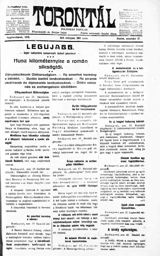 Torontál, 45. évf. 1916. november 17. 264. sz.
