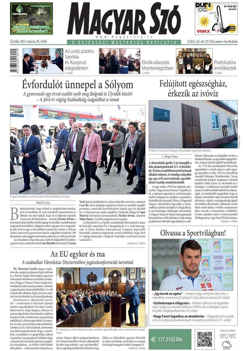 Magyar Szó, 80. évf. 2023. március 20. 64. sz. 1–16. oldal