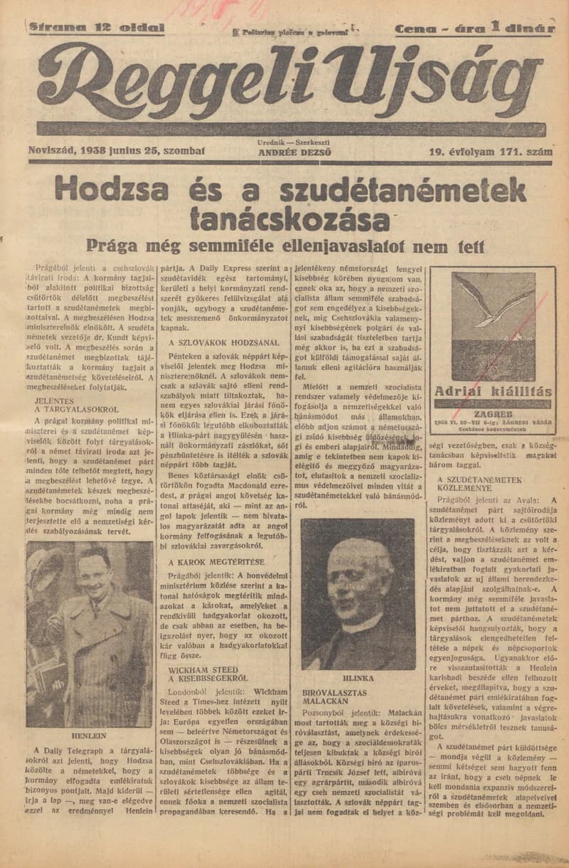 Reggeli Újság, 19. évf. 1938. június 25. 171. sz.