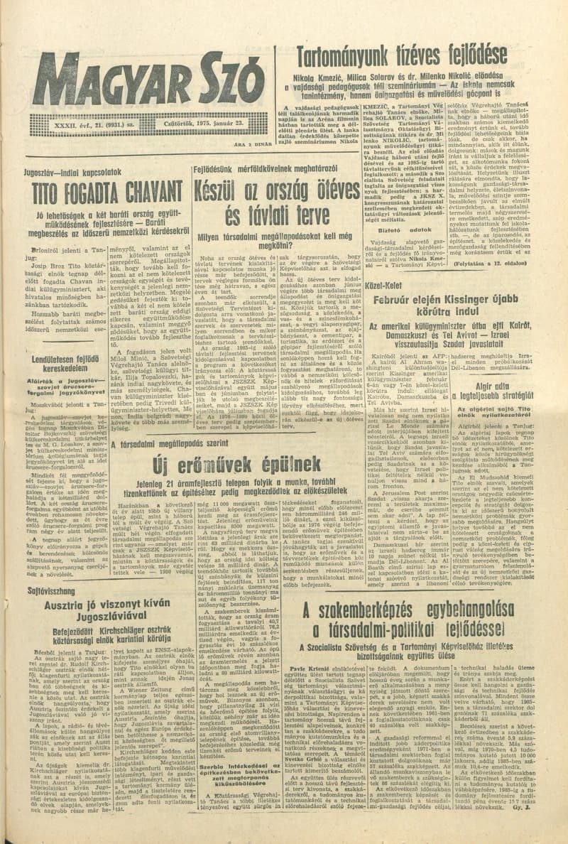 Magyar Szó, 32. évf. 1975. január 23. 21. sz.