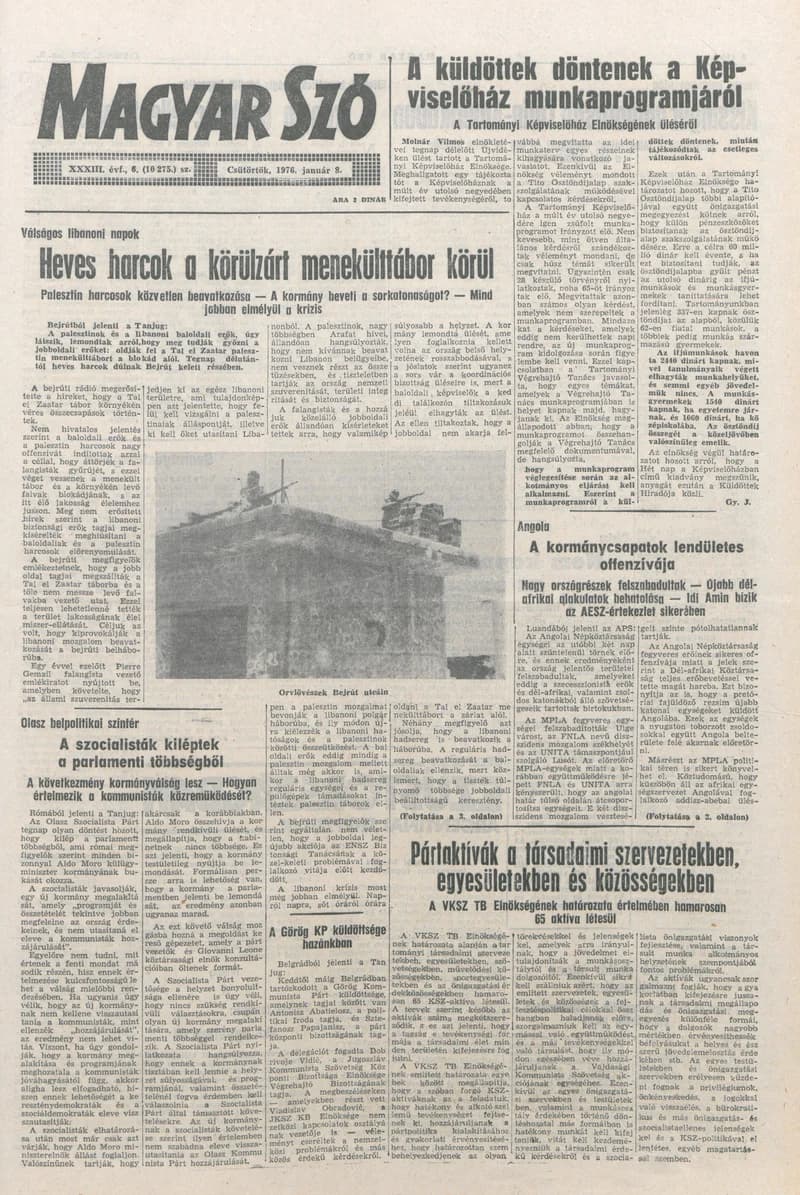 Magyar Szó, 33. évf. 1976. január 8. 6. sz. 1–20. oldal