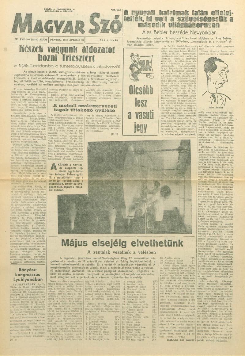 Magyar Szó, 9. évf. 1952. április 25. 100. sz. 1–4. oldal