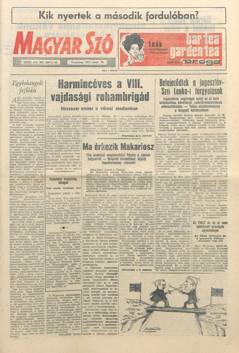 Magyar Szó, 31. évf. 1974. szeptember 22. 261. sz. 1–32. oldal