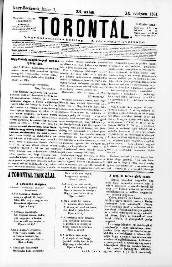 Torontál, 20. évf. 1891. június 7. 23. sz.