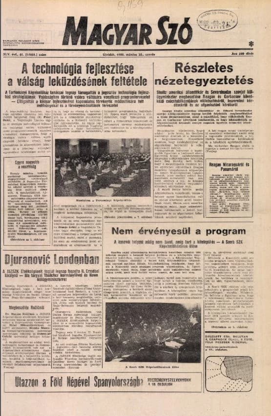 Magyar Szó, 45. évf. 1988. március 23. 81. sz. 1–20. oldal