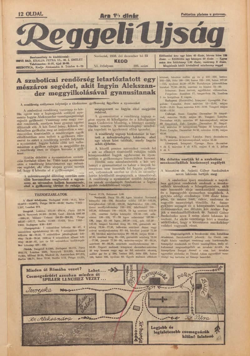 Reggeli Újság, 11. évf. 1930. december 23. 299. sz.