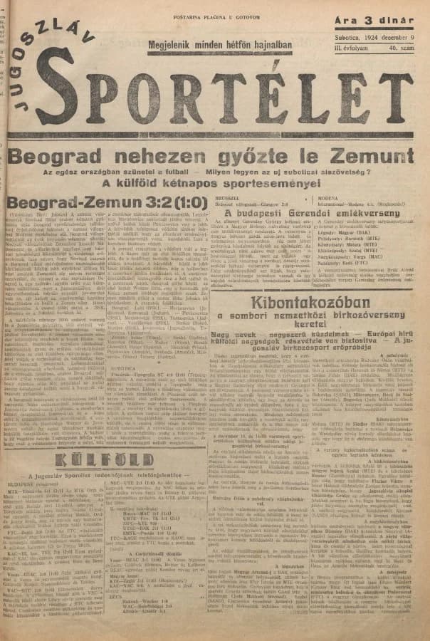 Jugoszláv sportélet, 3. évf. 1924. december 9. 46. sz.