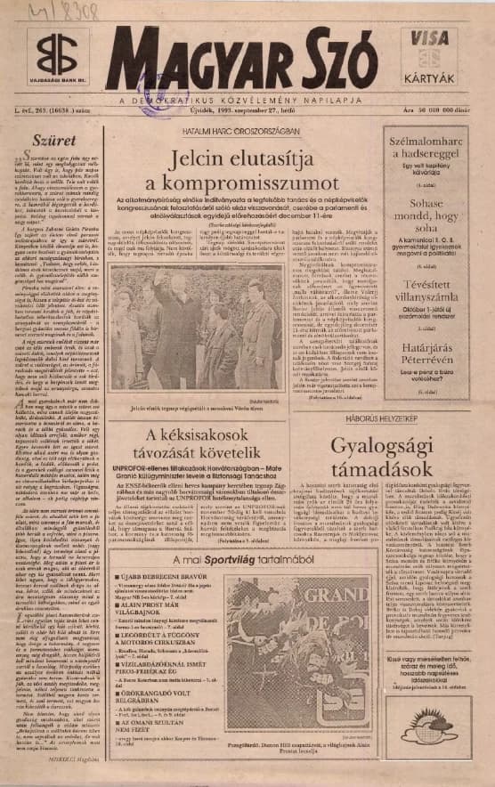 Magyar Szó, 50. évf. 1993. szeptember 27. 263. sz. 1–16. oldal