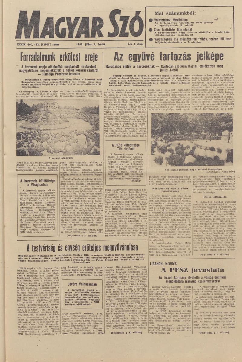 Magyar Szó, 39. évf. 1982. július 5. 182. sz. 1–8. oldal