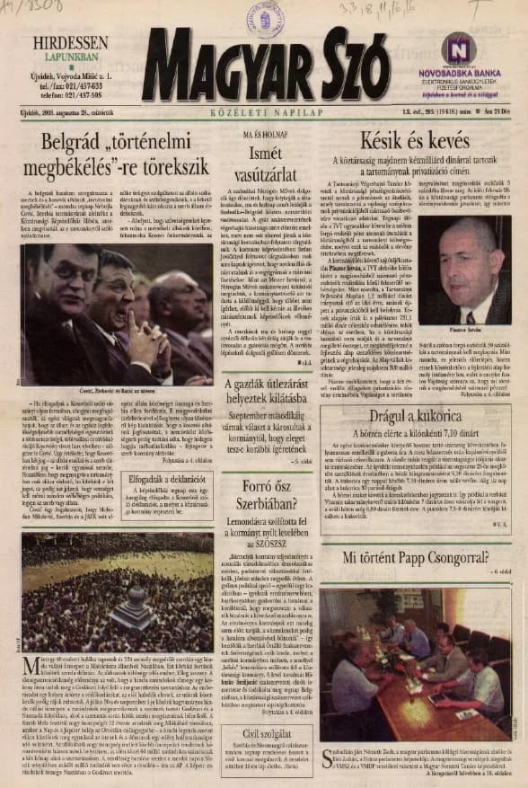 Magyar Szó, 60. évf. 2003. augusztus 28. 203. sz. 1–16. oldal