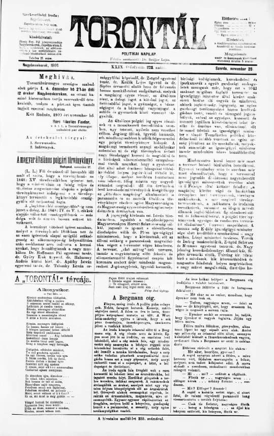 Torontál, 29. évf. 1900. november 28. 273. sz.
