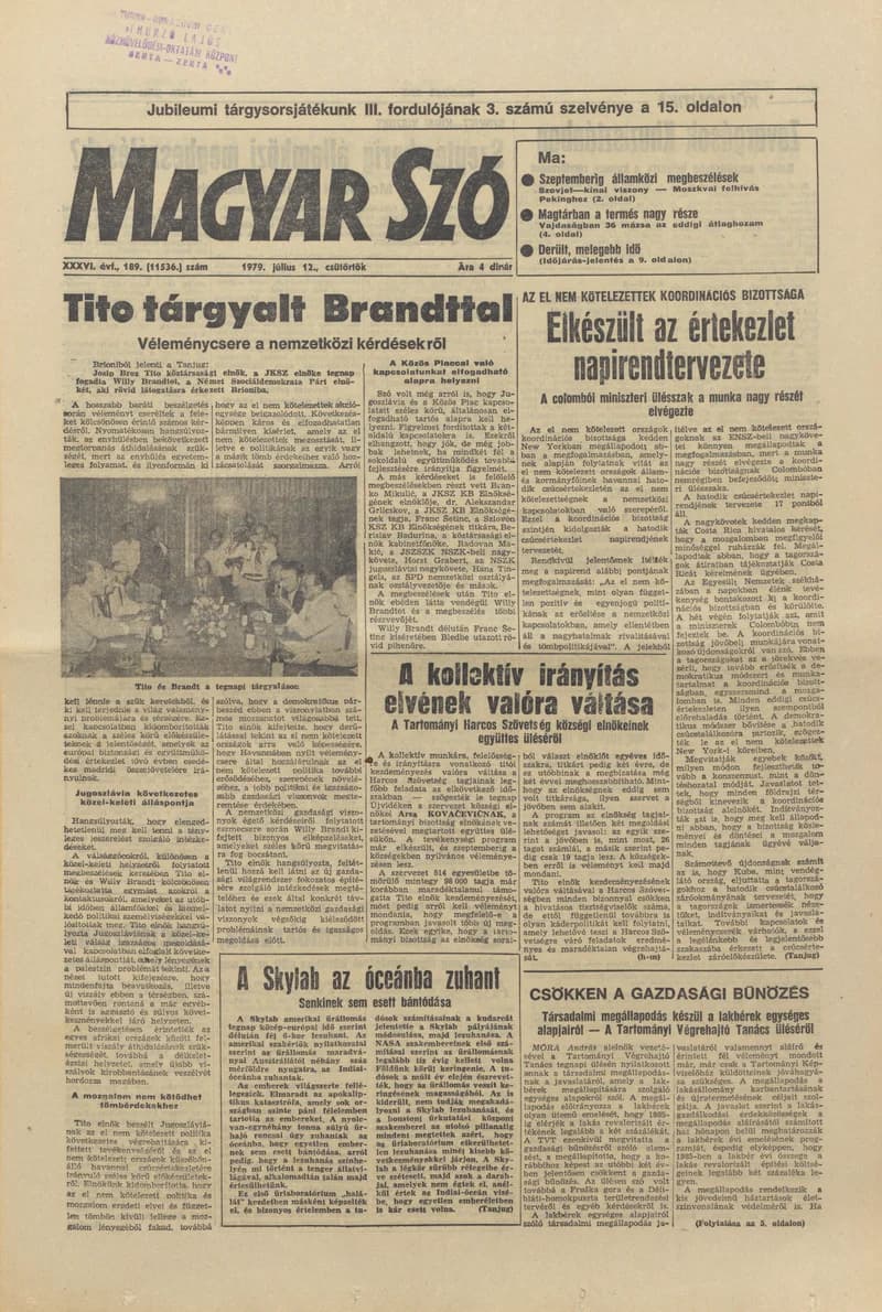 Magyar Szó, 36. évf. 1979. július 12. 189. sz. 1–16. oldal
