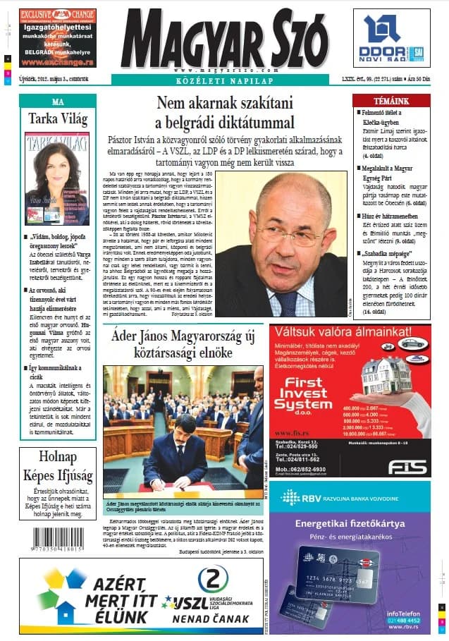 Magyar Szó, 69. évf. 2012. május 3. 99. sz. 1–24. oldal