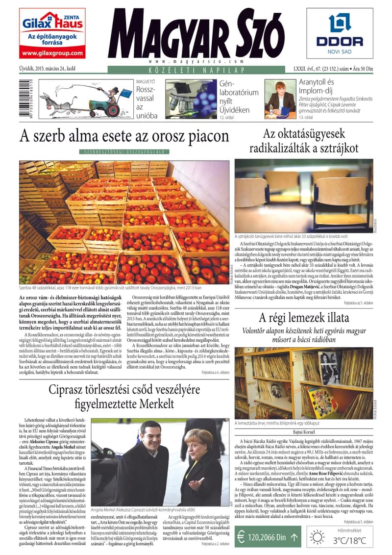 Magyar Szó, 72. évf. 2015. március 24. 67. sz. 1–20. oldal