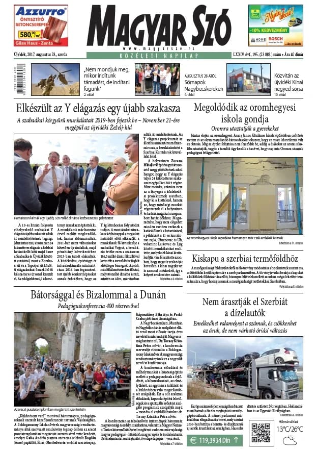 Magyar Szó, 74. évf. 2017. augusztus 23. 195. sz. 1–16. oldal