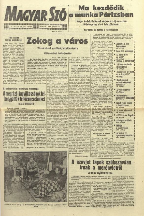 Magyar Szó, 26. évf. 1969. január 25. 23. sz. 1–20. oldal